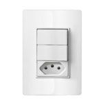 5Ta9 9454 Conjunto 1 Interruptor Simples + 1 Interruptor Paralelo 10Ax+Tomada 2P+T 10A 250V~ 4X2 Branco Revita Iriel