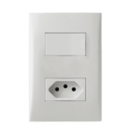 759901 Conjunto 1 Interruptor Simples 10Ax + 1 Tomada 2P+T 10A 250V~ 4X2 Branco Imperia Iriel