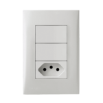 753091 Conjunto 2 Interruptor Simples 10Ax + 1 Tomada 2P+T 10A 250V~ 4X2 Branco Imperia Iriel