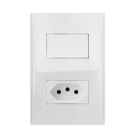 769901 Conjunto 1 Interruptor Simples 10Ax + 1 Tomada 2P+T 10A 250V~ 4X2 Branco Imperiaeria Brilho Iriel
