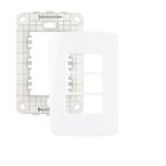 Placa com Suporte 3 Postos 4×2 Branca Linha B3 19434