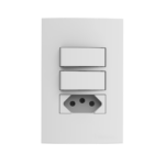05039.0102.20 Conjunto 2 Interruptor Simples 10Ax + 1 Tomada 2P+T 20A 250V~ 4X2 Branco Atria Iriel