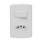 853031 Conjunto 1 Interruptor Simples 10Ax + 1 Tomada 2P+T 20A 250V~ 4X2 Branco Duale Up  Iriel