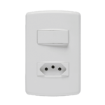 853021 Conjunto 1 Interruptor Simples 10Ax + 1 Tomada 2P+T 10A 250V~ 4X2 Branco Duale Up  Iriel