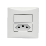 549611 Conjunto 1 Interruptor Simples 10Ax + 1 Tomada 2P+T 10A 250V~ Branco Sbrava  Iriel