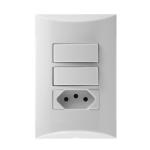 553311 Conjunto 2 Interruptor Simples 10Ax + 1 Tomada 2P+T 10A 250V~ 4X2 Branco Brava Iriel