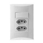 552631 Conjunto 1 Interruptor Simples 10Ax +1 Tomada 2P+T Duale Up Lex 10A 250V~ 4X2 Branco Brava Iriel