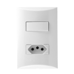 559611 Conjunto 1 Interruptor Simples 10Ax + 1 Tomada 2P+T 10A 250V~ 4X2 Branco Brava Iriel