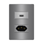 5Tg9 9466Ct Conjunto 1 Tomada Usb 1,5A Biv + 1 Tomada 2P+T 10A 250V~ 4X2 Concreto Revita Iriel