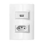 5Tg9 9466 Conjunto 1 Tomada Usb 1,5A Biv + 1 Tomada 2P+T 10A 250V~ 4X2 Branco Revita Iriel