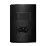 5Ta9 9450Ca Conjunto 1 Interruptor Simples 10Ax + 1 Tomada 2P+T 10A 250V~ 4X2 Carbono Metálico Revita Iriel