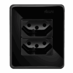 CONJUNTO DE SOBREPOR 2 TOMADA 2P+T PADRÃO BRASILEIRO 10A 250V NEGRO PIANO - SIMON 19