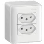 CONJUNTO DE SOBREPOR 2 TOMADA 2P+T PADRÃO BRASILEIRO 10A 250V - BRANCO  - SIMON 19