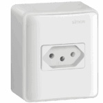 CONJUNTO DE SOBREPOR 1 TOMADA 2P+T PADRÃO BRASILEIRO 20A 250V - BRANCO  - SIMON 19