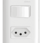CONJUNTO 1 INTERRUPTOR SIMPLES 10A 250V + 1 TOMADA 2P+T PADRÃO BRASILEIRO 20A 250V - BRANCO - SIMON 19