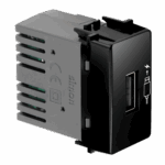 MÓDULO CARREGADOR USB 1.5A BIVOLT - LINHA S19/S20 - NEGRO PIANO - SIMON 19/20