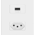 CONJUNTO CARREGADOR USB 2.1A TURBO CHARGE + TOMADA 2P+T 10A 250V C/PLACA + SUPORTE - SIMON 20