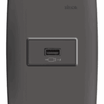 CONJUNTO CARREGADOR USB 2.1A TURBO CHARGE BIVOLT C/PLACA+SUPORTE - GRAFITE - SIMON 30