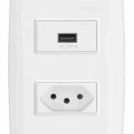 CONJUNTO CARREGADOR USB 2.1A TURBO CHARGE + TOMADA 2P+T 10A 250V C/PLACA + SUPORTE - SIMON 30