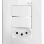 CONJUNTO 2 INTERRUPTORES SIMPLES 10A 250V + 1 TOMADA 2P+T PADRÃO BRASILEIRO 10A 250V - BRANCO - SIMON 35