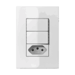 256001 Conjunto 2 Interruptor Simples 10Ax + 1 Tomada 2P+T 10A 250V~ 4X2 Branco Iris Iriel