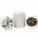 Bocal Base E27, Porcelana, Tipo Reforçado, 4A/0-250V, Cor Branco #Mt2243