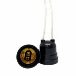 Bocal Base E27, Plástico, Tipo Pendente C/ Rabicho, 4A/0-250V, Cor Preto #Mt2085