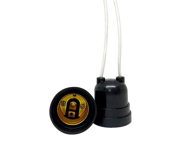 Bocal Base E27, Plástico, Tipo Pendente C/ Rabicho, 4A/0-250V, Cor Preto #Mt2085 - Imagem 1