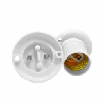Bocal Base E27, Plástico, Tipo Fixo De Teto, 4A/0-250V, Cor Branco #Mt2203