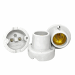 Bocal Base E27, Porcelana, Tipo Fixo De Teto, 4A/0-250V, Cor Branco #Mt2223