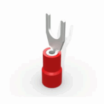 Terminal, Cobre Estanhado, Garfo M4, Pre-Isol. Nylon,0,44931,5Mm² 9A, Cor Vermelho, (Pcte 100Un) #Tg4097