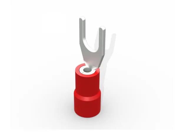 Terminal, Cobre Estanhado, Garfo M4, Pre-Isol. Nylon,0,44931,5Mm² 9A, Cor Vermelho, (Pcte 100Un) #Tg4097 - Imagem 1