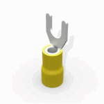 Terminal, Cobre Estanhado, Garfo M5, Pre-Isol. Nylon,4,0-6,0Mm² 48A, Cor Amarelo, (Pcte 100Un) #Tg5481