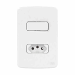 Conjunto 1 Interruptor Paralelo + 1 Tomada 2P+T 20A 250V C Placa + Suporte Branco Composé Weg #13272580