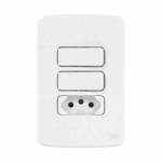 Conjunto 1 Interruptor Simples + 1 Interruptor Paralelo + 1 Tomada 2P+T 20A 250V C Placa + Suporte Branco Composé Weg #13272584