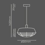 Pendente Industrial Alumínio Preto E-27 c/ Grade PALIGP Lumanti - Imagem 5