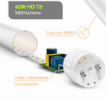 Lâmpada Tubular LED HO T8 2385mm 40W 6500K Branco Frio 3.800lm Bivolt LLT640BA Lumanti - Imagem 4