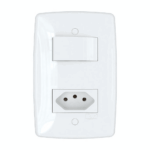 Interruptor paralelo com tomada 10A placa branca Blux Finesse 150835