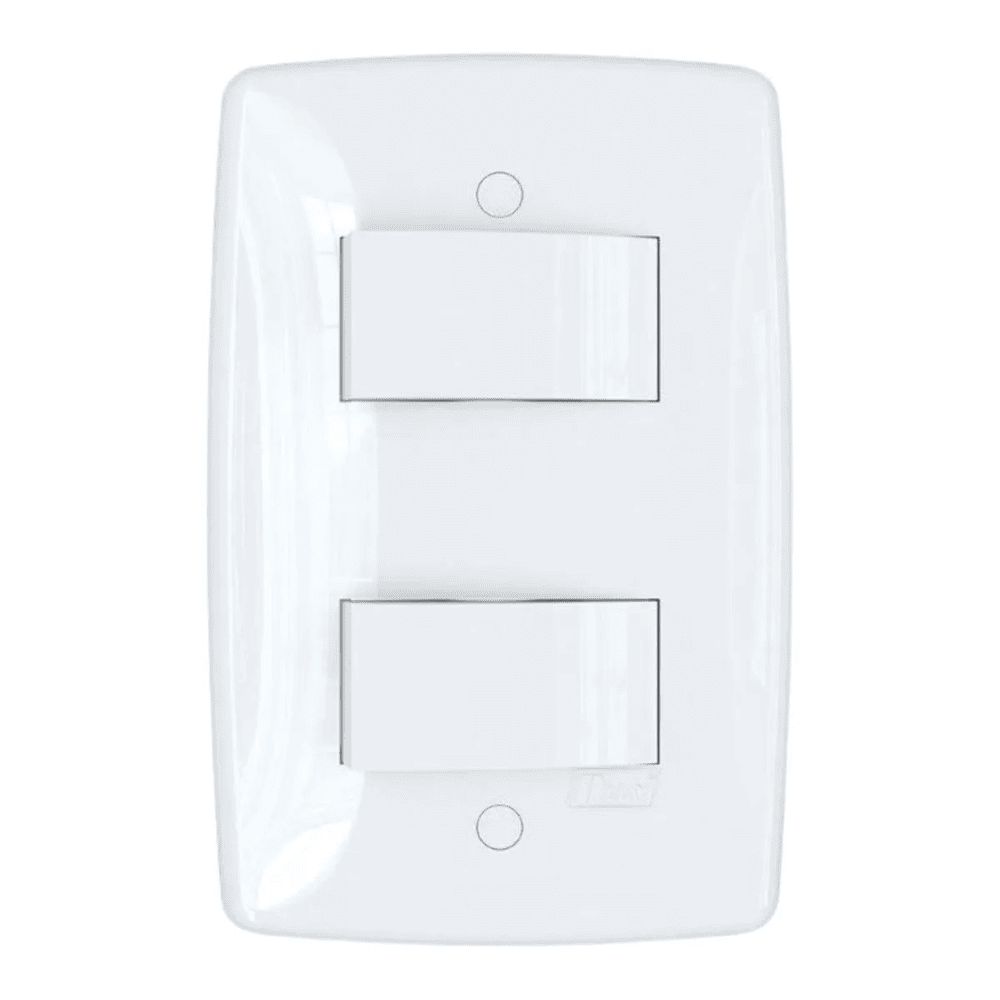 Interruptor 2 teclas simples separado com placa branca Blux Finesse 150691 01 Interruptor 2 teclas simples separado com placa branca Blux Finesse 150691
