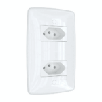 Tomada dupla 10A separada com placa branca Blux Finesse 155624