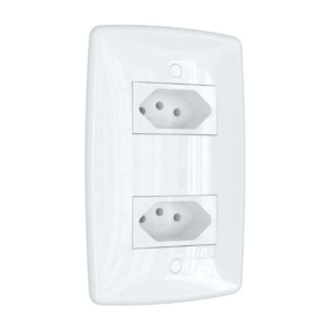 Tomada dupla 10A separada com placa branca Blux Finesse 155624