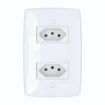 Tomada dupla 10A separada com placa branca Blux Finesse 155624