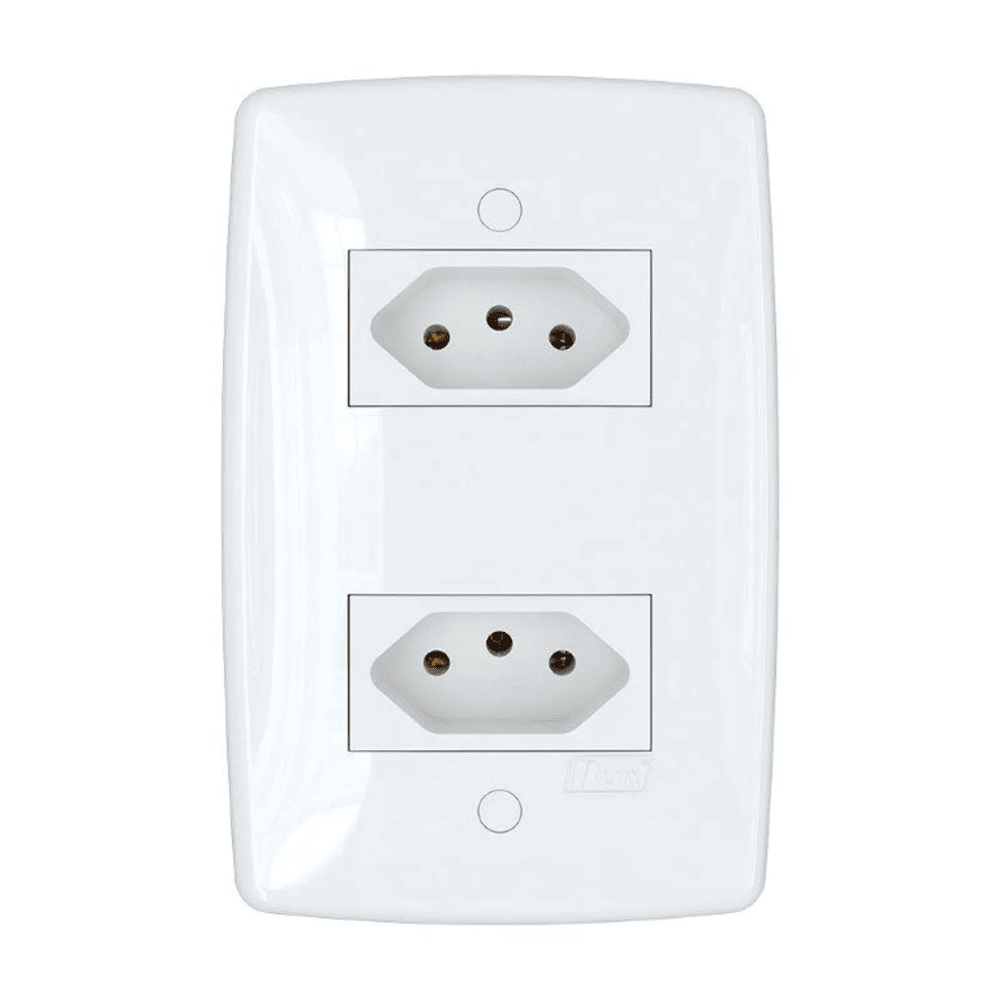 Tomada dupla 10A separada com placa branca Blux Finesse 155624 Tomada dupla 10A separada com placa branca Blux Finesse 155624