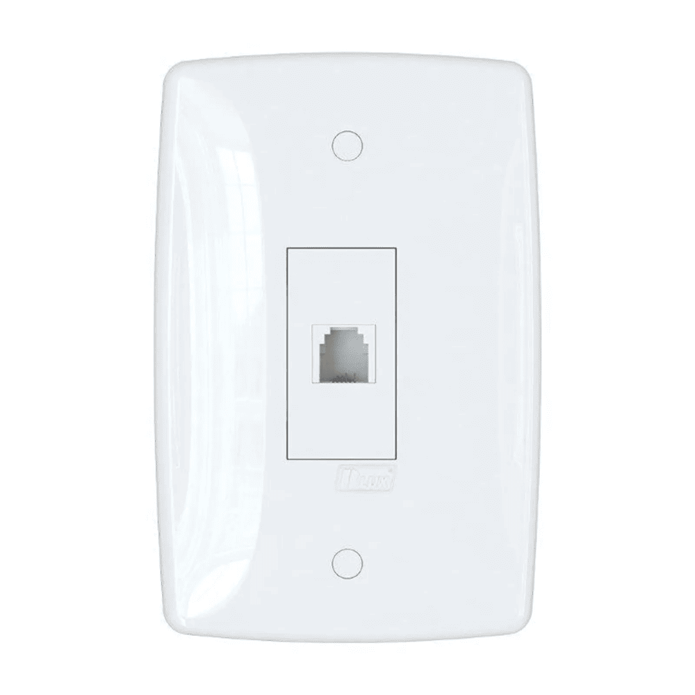 Tomada telefone RJ11 com placa branca Blux Finesse 150932 Tomada telefone RJ11 com placa branca Blux Finesse 150932