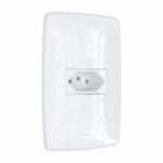Tomada Blux Finesse 20A horizontal branca alto brilho com placa 150568