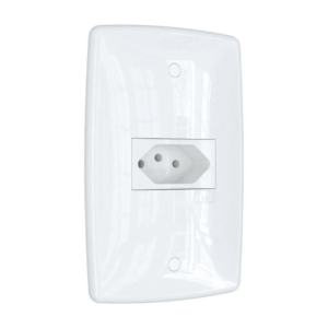 Tomada Blux Finesse 20A horizontal branca alto brilho com placa 150568
