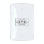 Tomada Blux Finesse 20A horizontal branca alto brilho com placa 150568
