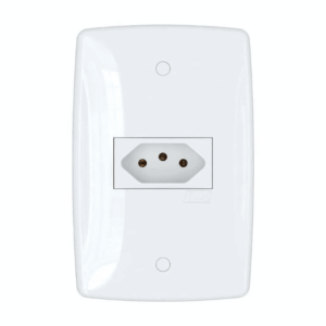 Tomada Blux Finesse 20A horizontal branca alto brilho com placa 150568
