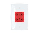Tomada dupla 20A vermelha com placa branca Blux Finesse 150622