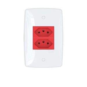 Tomada dupla 20A vermelha com placa branca Blux Finesse 150622